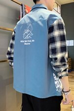 格子衬衫男长袖秋季2021新款潮牌潮流ins日系衬衣外套DS933TP45，男装衬衫，电商A102
