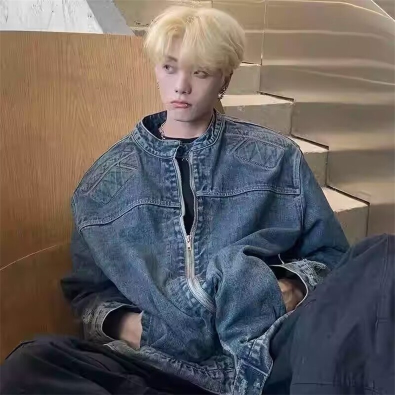 现货JY199-P75美式复古做旧水洗宽松牛仔外套男网图，男装工装外套，星座1501-3