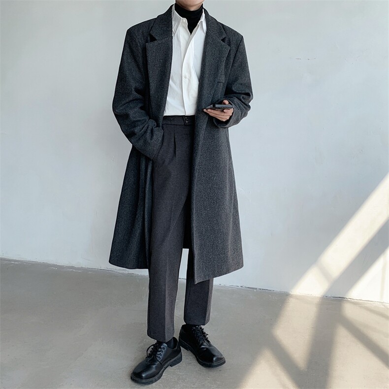 2024新款长款大码毛呢大衣秋冬韩范英伦风衣外套DSA157B-J251-P98，男装风衣，电商A157B