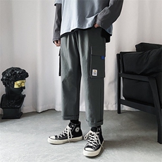 加绒2021港风九分裤男潮流宽松运动休闲工装裤5106-P30加绒批35，男装休闲裤，星座718-1