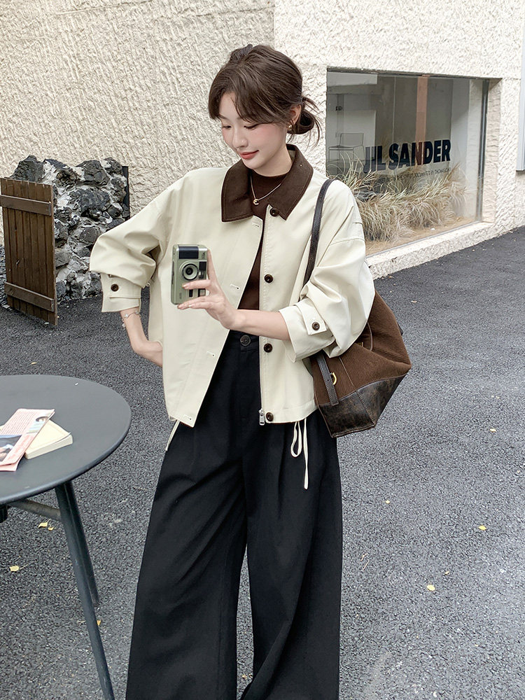 新款【现货】杏色韩系简约款192-628P160K228,女装风衣,浙宝192（原082）