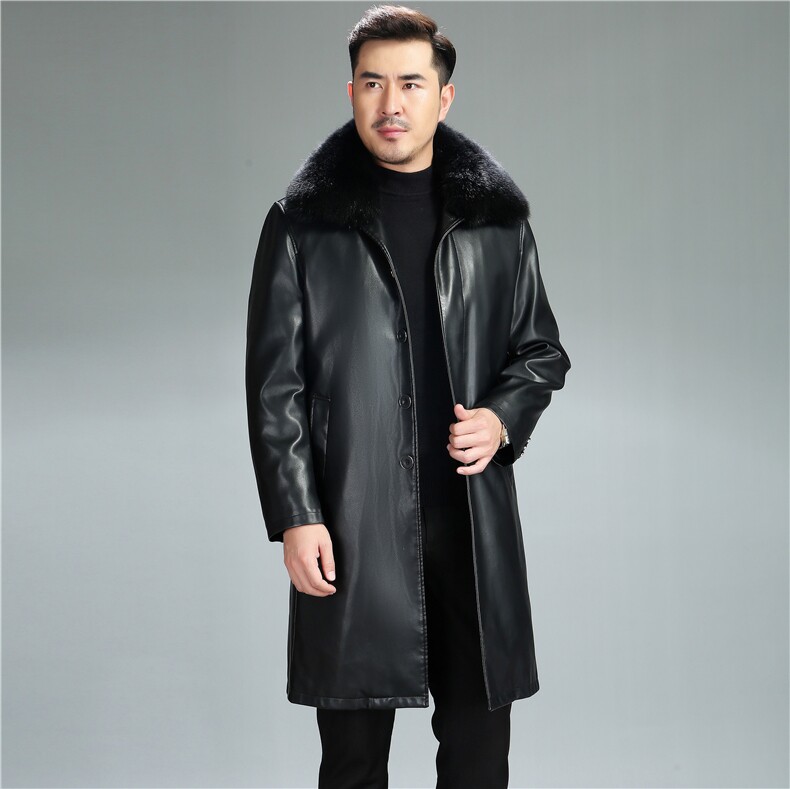 AWG888钱塘2020-3中年男士秋冬季厚款皮毛一体休闲外套P420,男装皮衣,钱塘207-3