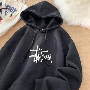 网络图现货 美式复古连帽字母套头卫衣男女秋外套JW8014-加绒P45图片