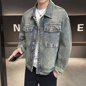 店主风2025秋季宽松版翻领水洗品质牛仔夹克男B317-JK823-P125图片