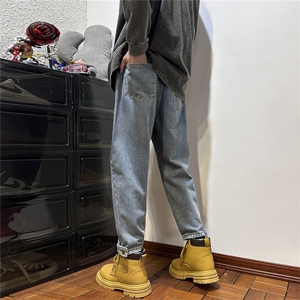 k1050-p45-控68  现货oversize蓝色风牛仔裤拼接图片