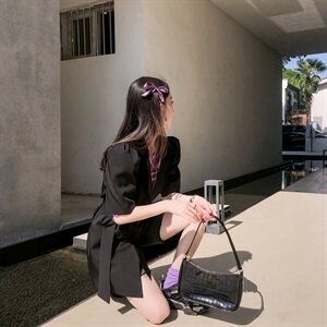 【现货】2021年夏季新款宽松显瘦长款半袖西装 166-XZ07P105图片