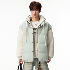新款冬季羽绒棉服棉袄连帽假两件韩版宽松外套A436-2511-P85，男装棉衣，电商A436