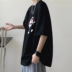 260克重磅双纱纯棉潮流T恤印花满天星二开短袖RH7906-特P28，男装T恤，星座610B-1