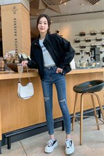 小个子纯色立领夹克拉链上衣女2022秋新款时尚百搭休闲通勤短外套，女装短外套，辉之琳