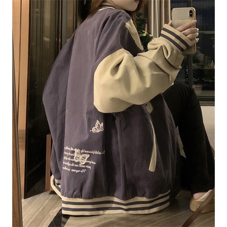 美式复古棒球服外套春秋装新款初中高中学生宽松立领夹克C700-98,男装夹克,星座911-2(原星座613-2）