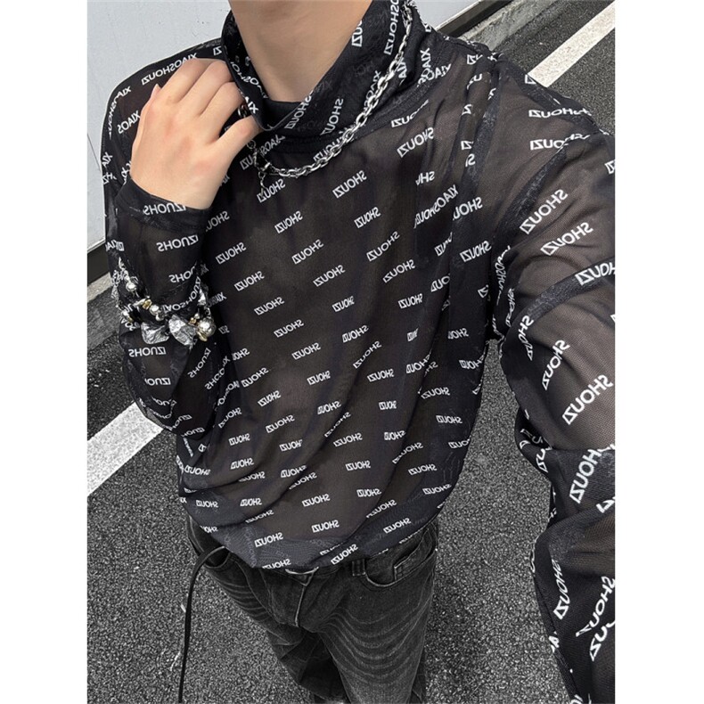 XZ1005-1-TTH0050-批48控68-小众高级感高领透气冰丝打底长袖T恤,男装T恤,星座1005-1