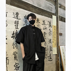 CS08-P50新中式风男士情侣衬衫短袖衬衣上衣，男装衬衫，电商B327