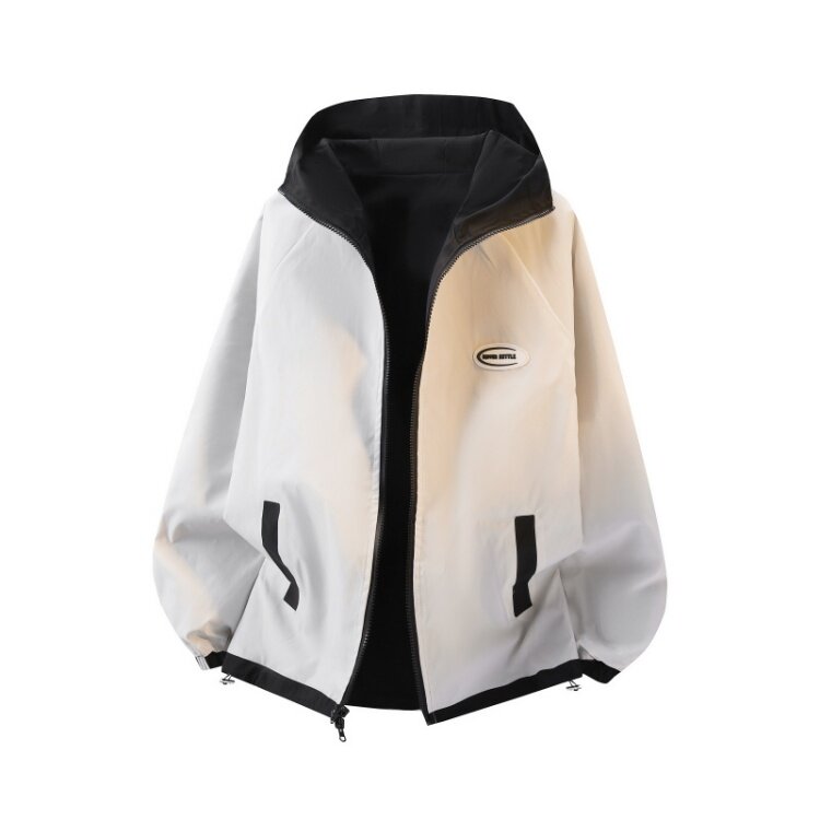 JK9012/P70春装新款两面服夹克男防水冲锋衣大码外套两面穿图片
