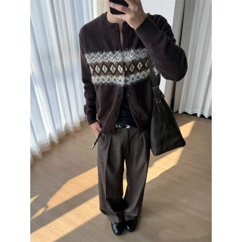 预售款~已下单费尔岛提花水貂毛针织开衫毛衣外套MY2575批68,男装针织衫/毛衣,星座1411A-6