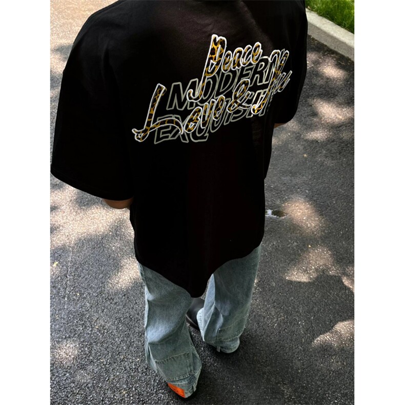 网图有货美式潮牌豹纹印花短袖t恤男女宽松半袖上衣A342-P28，男装T恤，星座1505