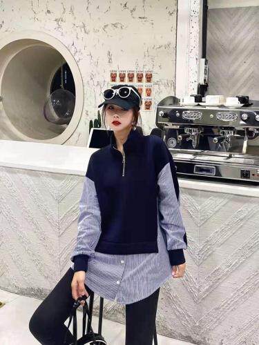 条纹拼接卫衣，女装卫衣/绒衫，梦幻美人鱼