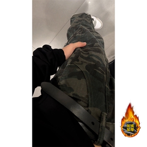 B221美式ins高街迷彩加绒牛仔裤LK24366-特P36控68 加绒特P46控88图片