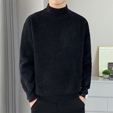 青年男士秋冬水貂绒中领针织纯色毛衣加厚打底M234-P43，男装T恤，星座310B-3