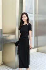 气质修身连衣裙，女装连衣裙，蓝芝衣秀