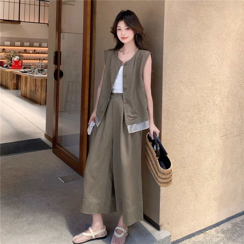 2026新款老钱风高级感时尚套装夏季新款气质百搭拼接套装,女装套装/套裙,网红馆