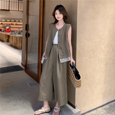 2026新款老钱风高级感时尚套装夏季新款气质百搭拼接套装，女装套装/套裙，网红馆