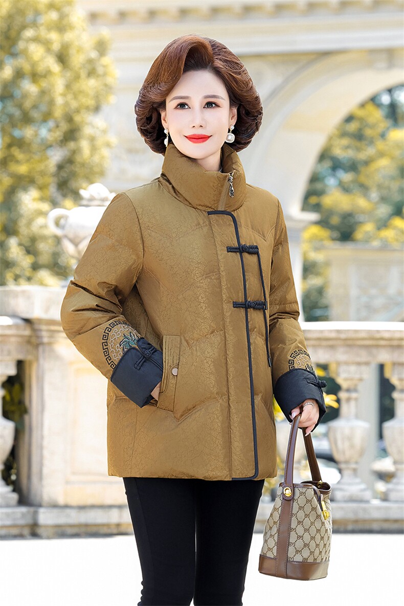 2026新款冬装中老年人女装妈妈羽绒服洋气刺绣盘扣风外套,男装羽绒服,电商B212（原钱塘6029）