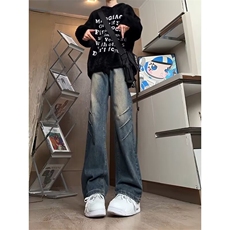 废土风复古脏染抓痕牛仔裤宽松直筒阔腿vintage裤子K7101-P45网图，男装牛仔裤，电商B245