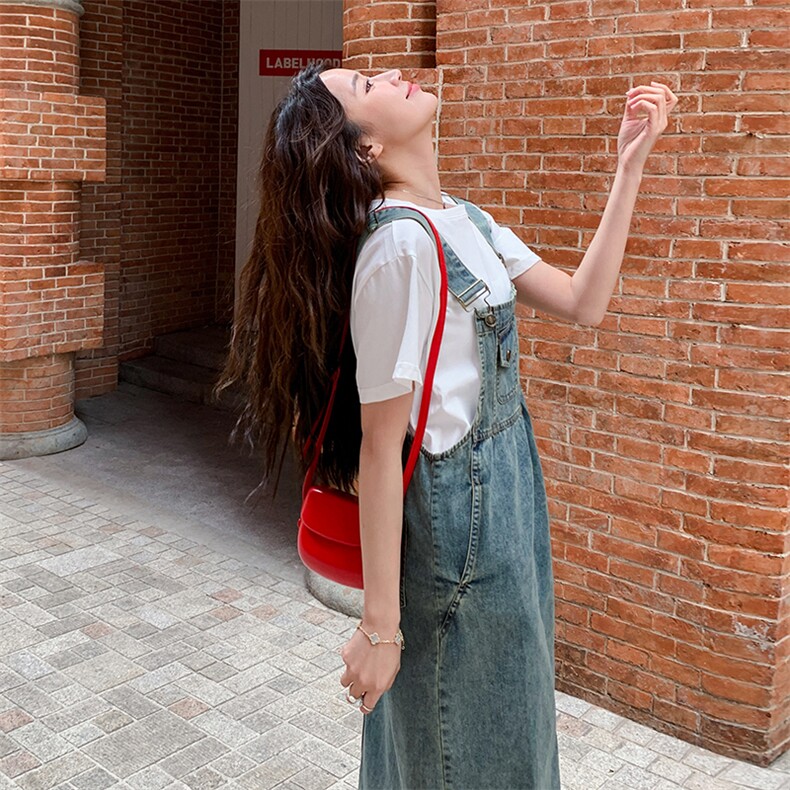 港风复古减龄牛仔背带连衣裙女2025夏季新款韩版宽松显瘦盐系长裙,女装连衣裙,2C087