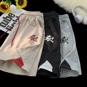 休闲短裤男韩版潮流字母拼色2023夏季新款ins宽松五分裤K4307-P29图片