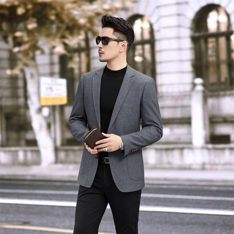 春季新款便西男士格子西装休闲西服外套7817P145225,男装西服套装,电商D225-1
