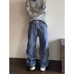 美式复古水洗工装裤男新款潮牌宽松直筒休闲解构阔腿裤N13422-p58图片