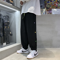 休闲裤男秋韩版排扣阔腿裤港风潮牌宽松束脚裤A125-DK911-P50，男装休闲裤，电商A125