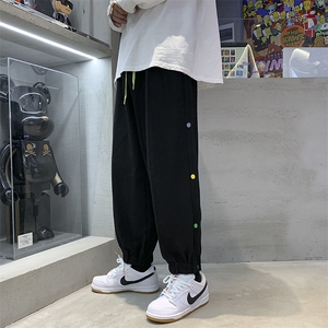 休闲裤男秋韩版排扣阔腿裤港风潮牌宽松束脚裤 A125-DK911-P50图片