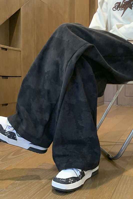 美式复古扎染裤子男春秋款宽松垂感阔腿裤直筒运动卫裤K7906-P38,男装休闲裤,星座505-3