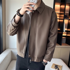2025秋装 免洗pu皮皮衣外套男店主风翻领休闲夹克机车PY108-P110图片