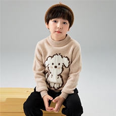 儿童羊毛针织衫宝宝小狗提花套头毛衣羊绒打底衫男女童加厚打底，童装儿童羊毛衫，初丹羊绒童装