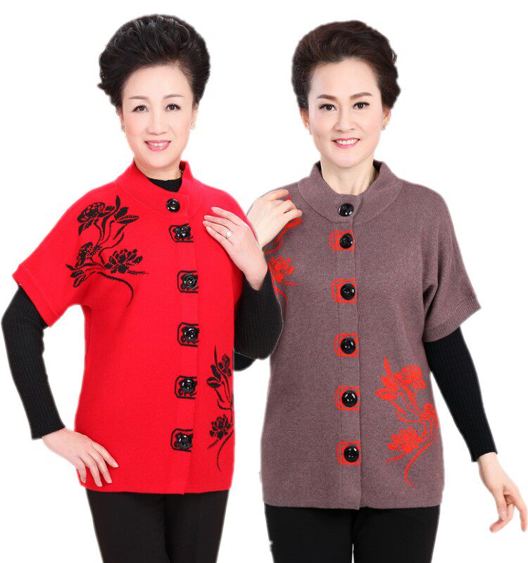 女式护肩马甲中老年针织坎肩加厚羊毛半袖秋冬打底毛背心,女装中老年女装,亚东羊绒制品