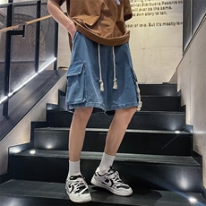 工装牛仔短裤男港风潮流大口袋个性帅2026夏季ins五分裤RK510-P43，男装牛仔裤，星座412