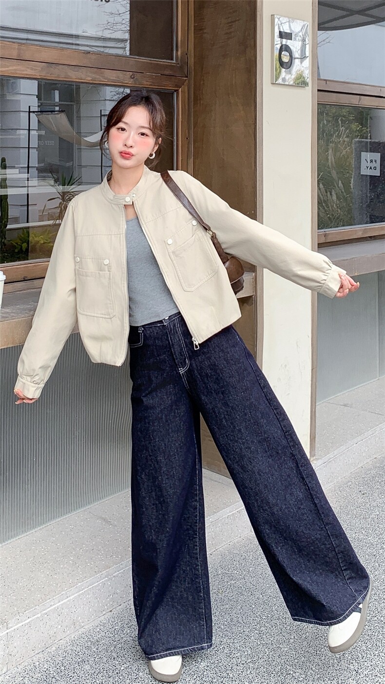 【主推】复古简约小立领休闲口袋短外套2D148-2626-P155-K268,女装短外套,2D148