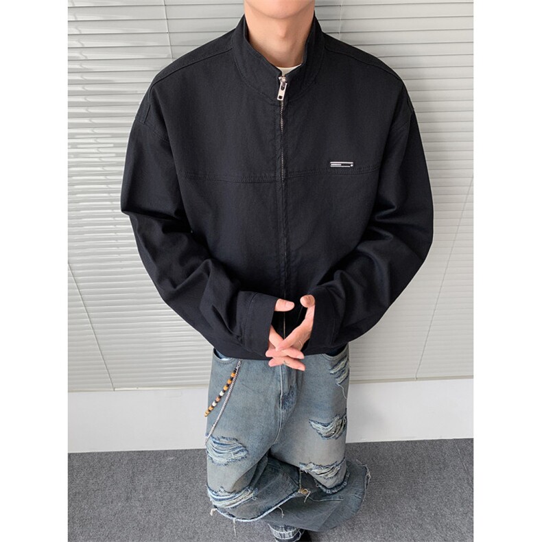 得物品质夹克外套男秋款立领开衫上衣男款休闲运风衣J1045 P90图片