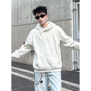 秋季休闲宽松连帽卫衣男款美式高街潮牌上衣外套W208-P47图片