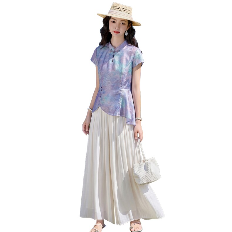 新中式时尚套装女2026夏气质上衣休闲裤两件套,女装套装/套裙,众宇琦