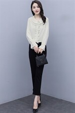 2021春季新款简约优雅气质娃娃领舒适气质小衫，女装蕾丝衫/雪纺衫，婷思杰（原婷想服饰）