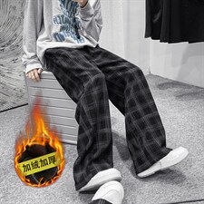 冬装加绒加厚休闲灯芯绒格子拖地直筒裤B221-LK21163-P50加绒P60，男装休闲裤，电商B221