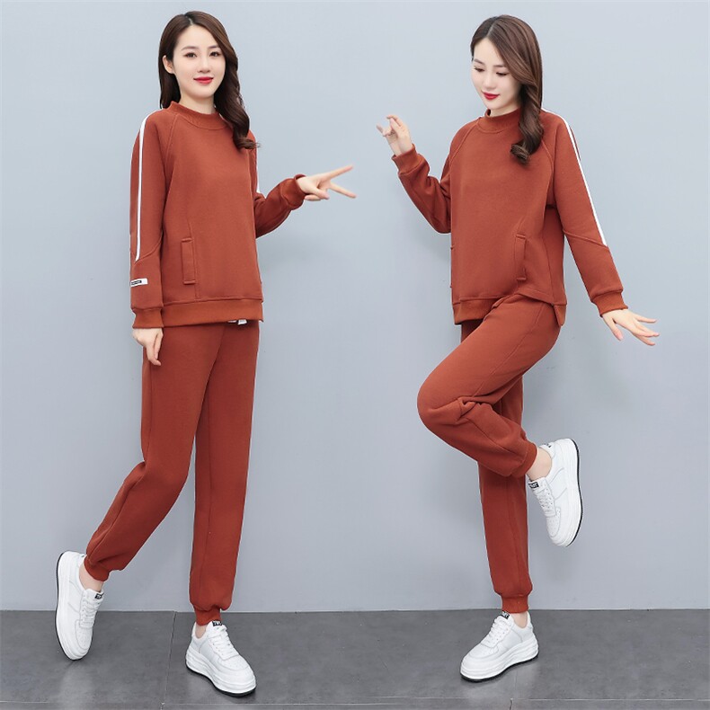 2023秋季新款时尚半高领加绒休闲套装，女装运动套装，凯瑟曼