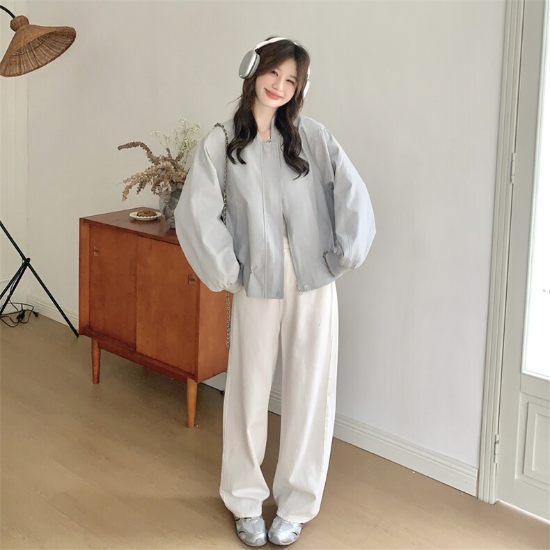 设计感抽绳收腰百搭棒球服夹克上衣女春新款小个子休闲显瘦短外套,女装短外套,2C159