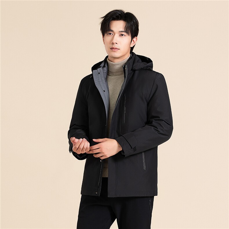 鹅绒男士连帽羽绒服可卸内胆冬季加厚休闲外套A266-YR2517-P285,男装羽绒服,电商A266