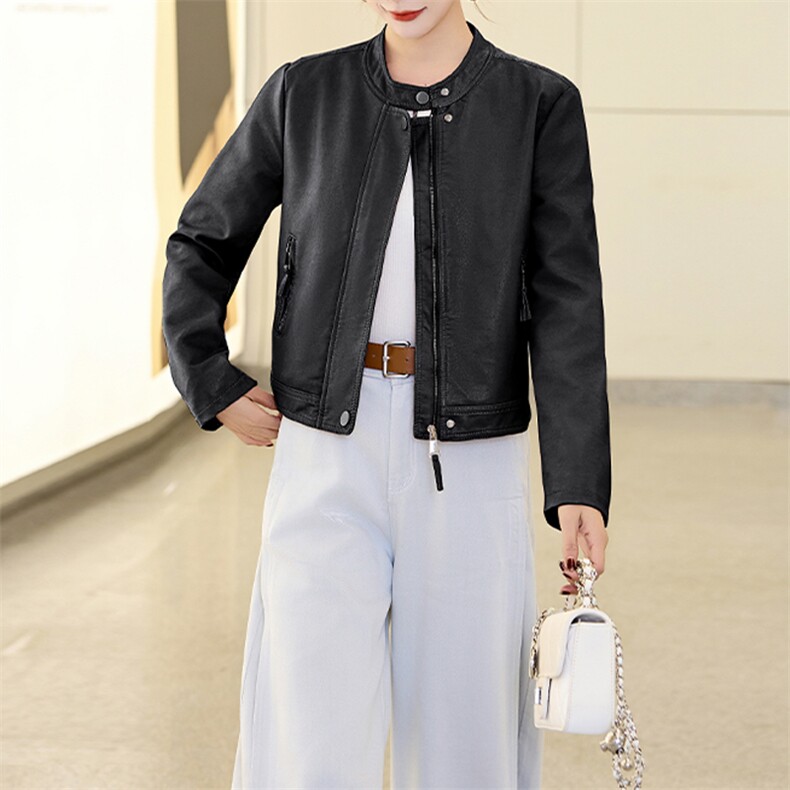四季青复古港风百搭PU皮衣女短款外套小个子2025春季新款机车服潮,女装套装/套裙,美拉德工厂直营店
