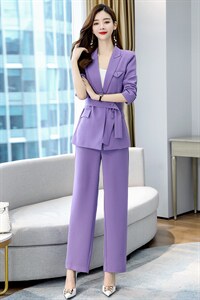 2022春季时尚纯色西装潮流休闲简约女款时尚套装图片
