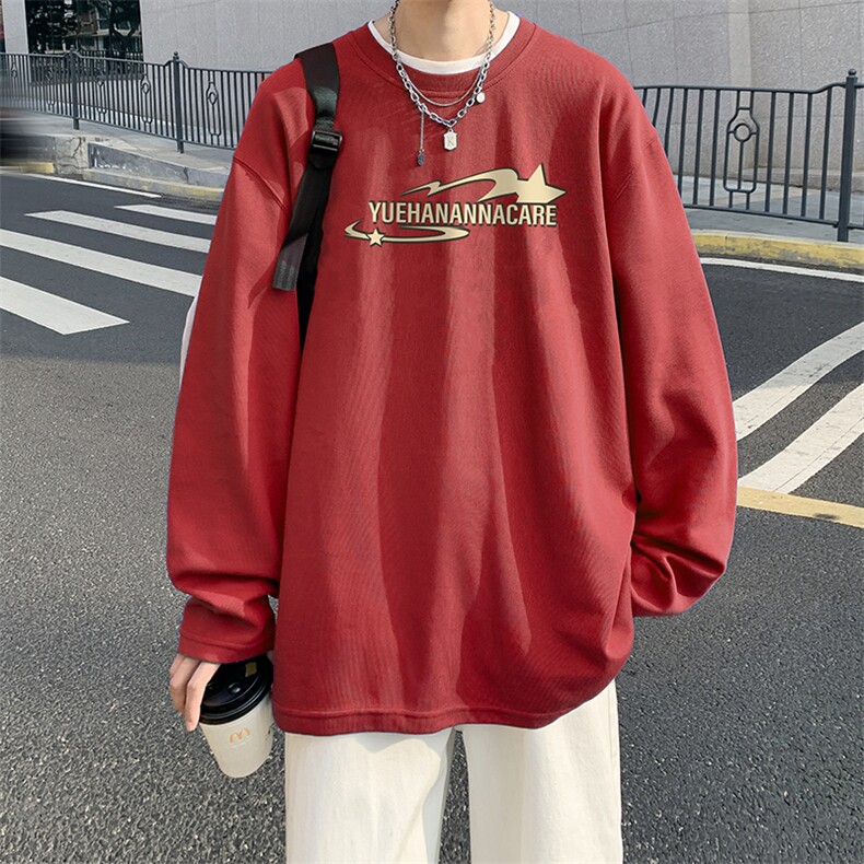抖音供货、秋季现货舒适棉宽松重磅长袖T恤D223A-CT2326-特P28,男装T恤,电商019-1